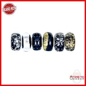 Sterling Silver Murano Glass Bead Charms Set For European Bracelets Elegant